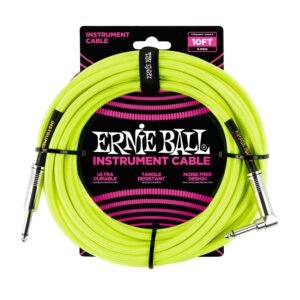 ERNIE BALL 10FT BRAIDED INSTRUMENT CABLE STRAIGHT ANGLE NEON YELLOW ERNIE BALL 10FT BRAIDED INSTRUMENT CABLE STRAIGHT ANGLE NEON YELLOW
